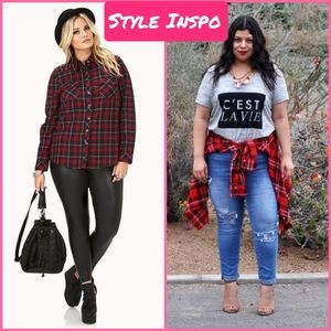 Button Down Plaid Shirt | Plus Size